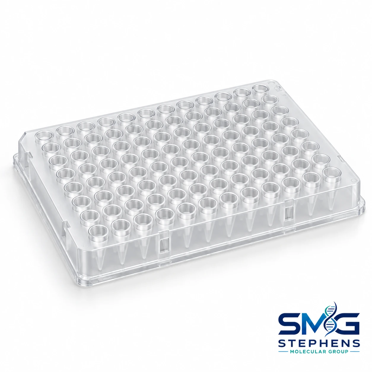 SMG product illustration: 0.1 mL 96-well full-skirt PCR plate