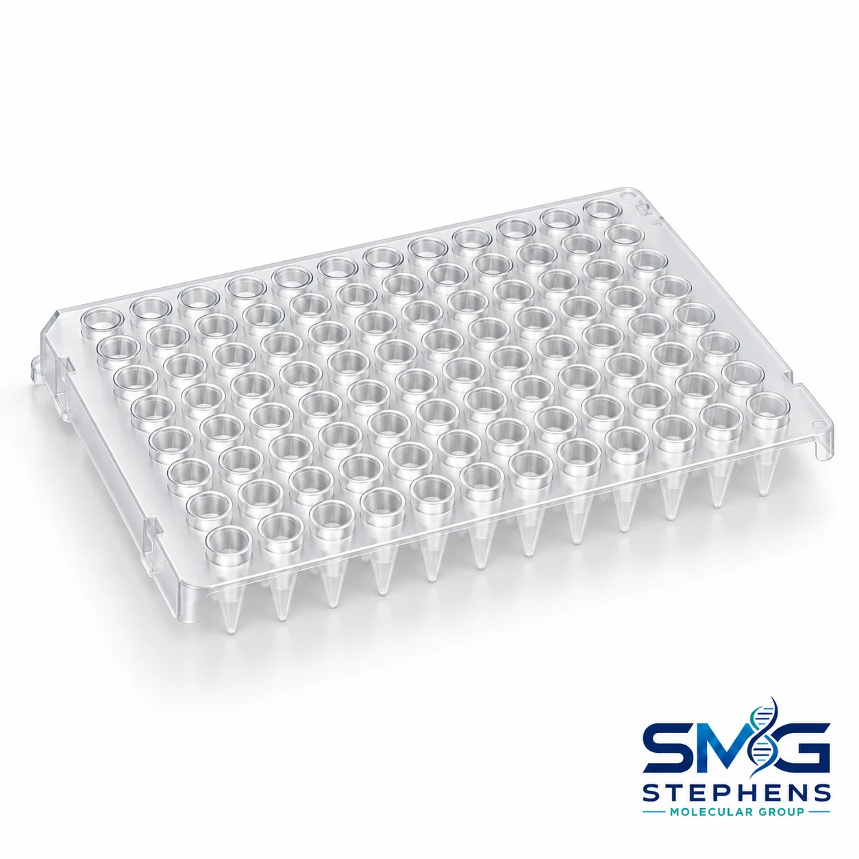 SMG product illustration: 0.2 mL 96-well half-skirt PCR plate